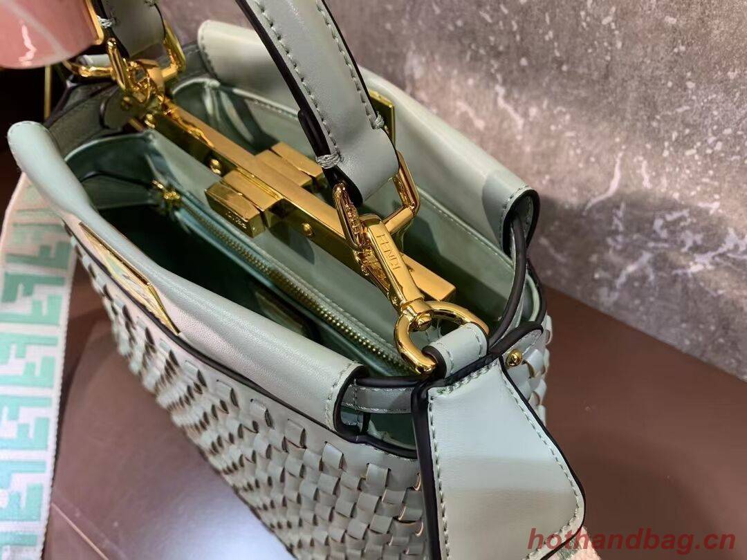 Fendi Peekaboo Mini braided leather bag 8BN244A green Fendi Peekaboo Mini braided leather bag 8BN244A green