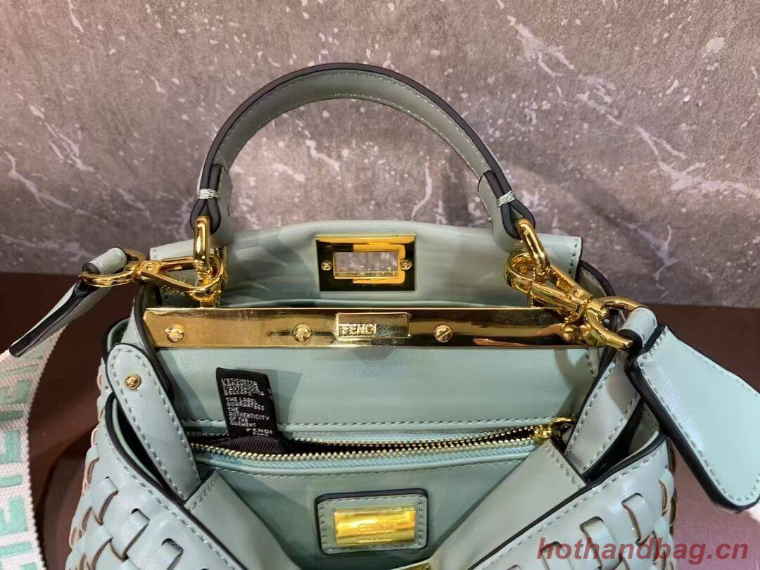 Fendi Peekaboo Mini braided leather bag 8BN244A green Fendi Peekaboo Mini braided leather bag 8BN244A green