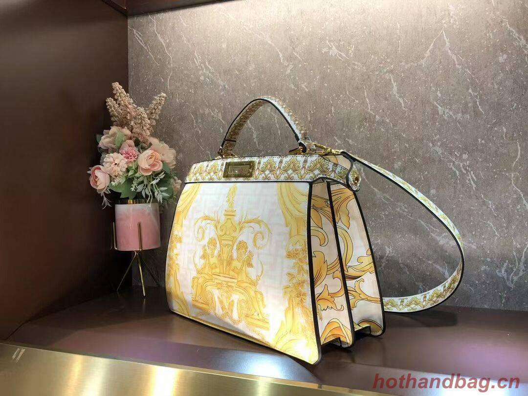 Fendi Peekaboo printed silk bag bag F1951 Beige Fendi Peekaboo printed silk bag bag F1951 Beige