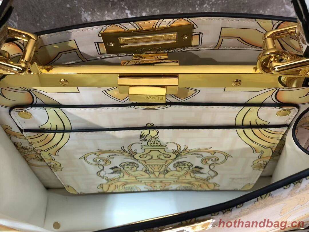 Fendi Peekaboo printed silk bag bag F1951 Beige Fendi Peekaboo printed silk bag bag F1951 Beige