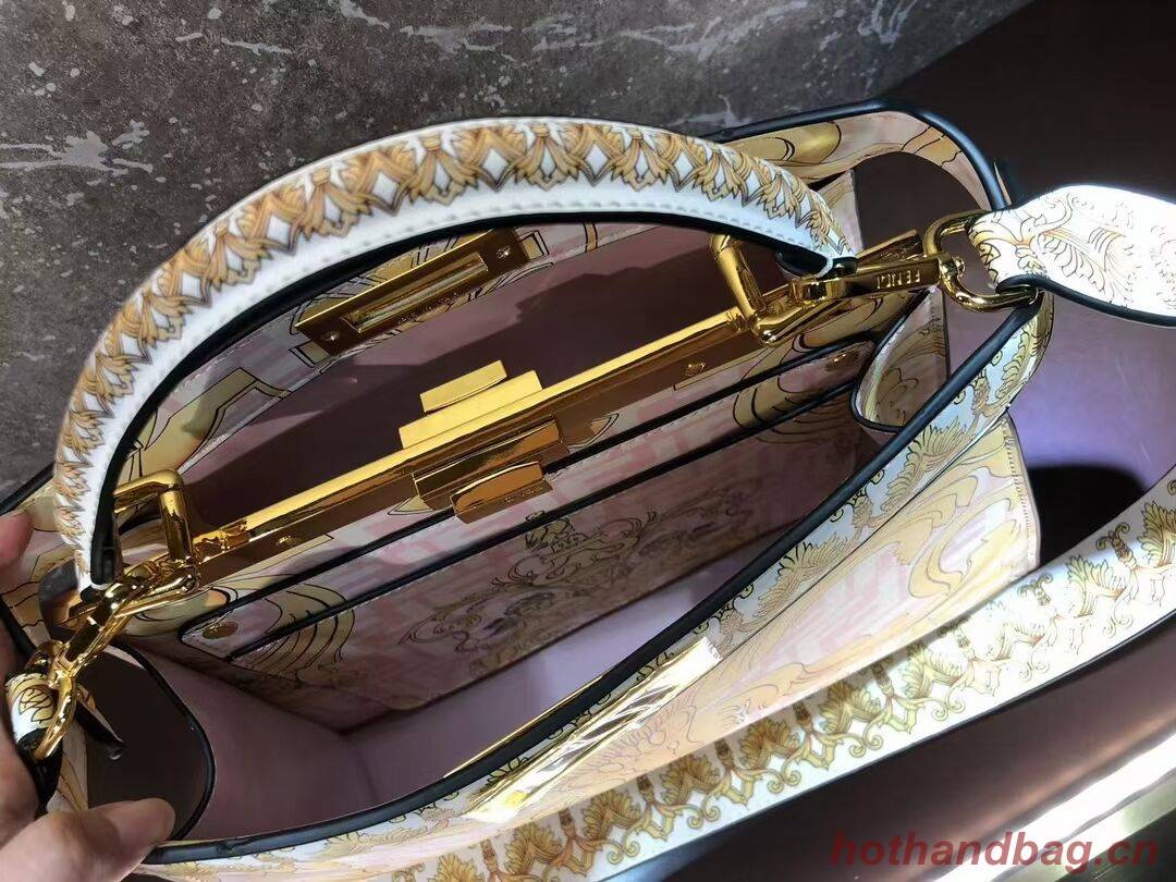 Fendi Peekaboo printed silk bag bag F1951 pink Fendi Peekaboo printed silk bag bag F1951 pink