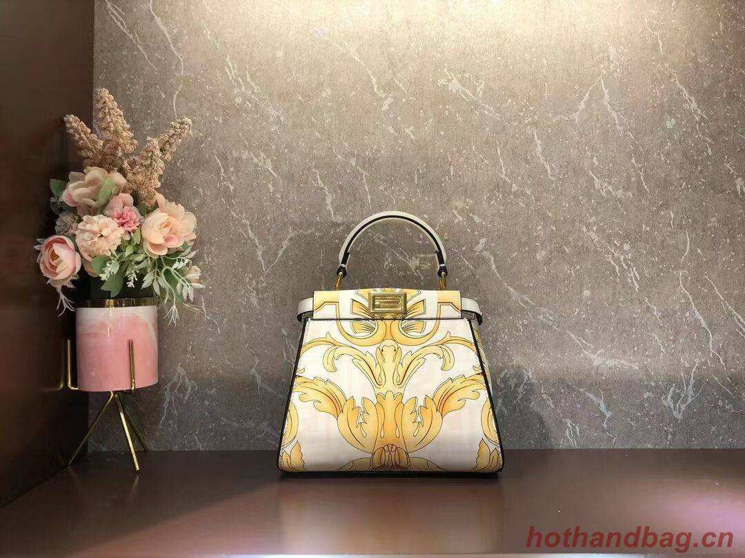 Fendi mini Peekaboo printed silk bag bag F1952 Beige Fendi mini Peekaboo printed silk bag bag F1952 Beige