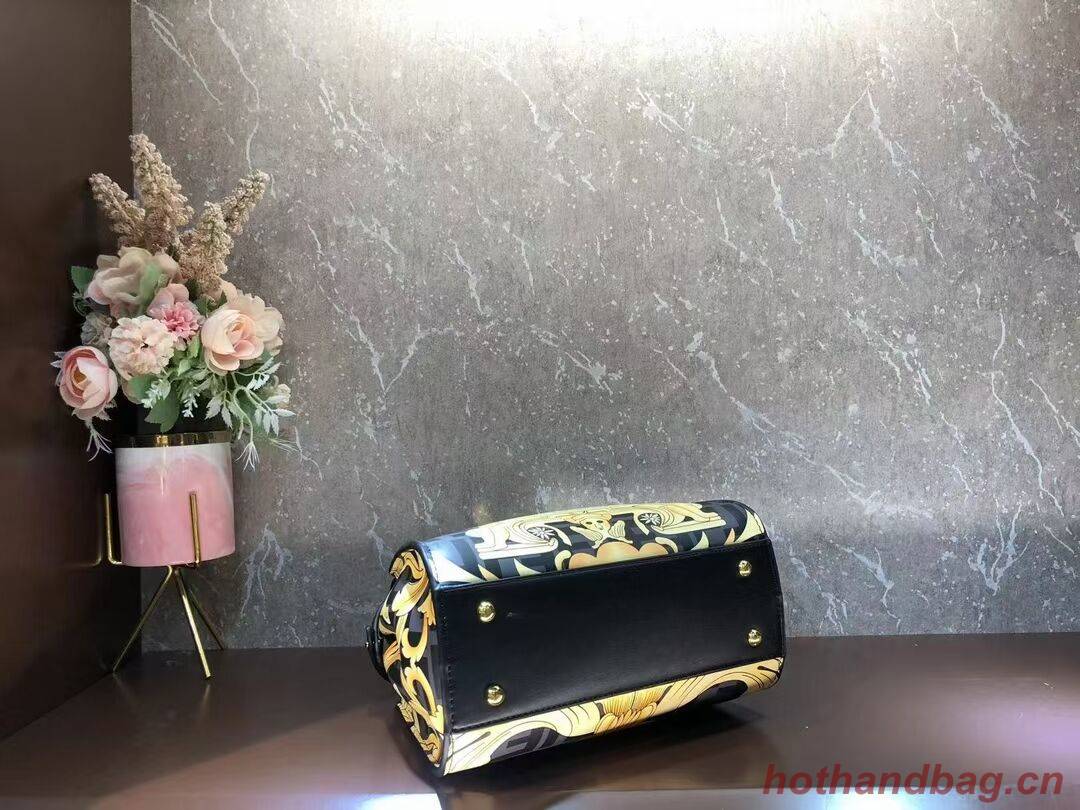 Fendi mini Peekaboo printed silk bag bag F1952 black Fendi mini Peekaboo printed silk bag bag F1952 black