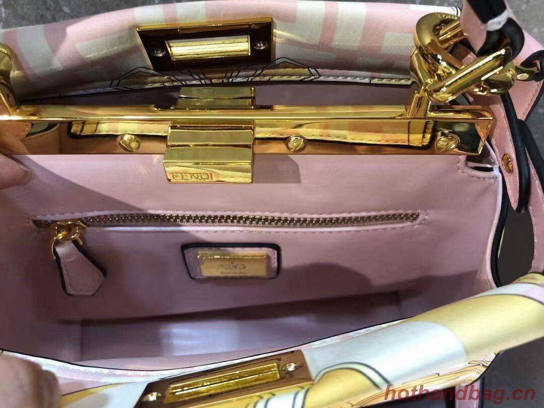 Fendi mini Peekaboo printed silk bag bag F1952 pink Fendi mini Peekaboo printed silk bag bag F1952 pink
