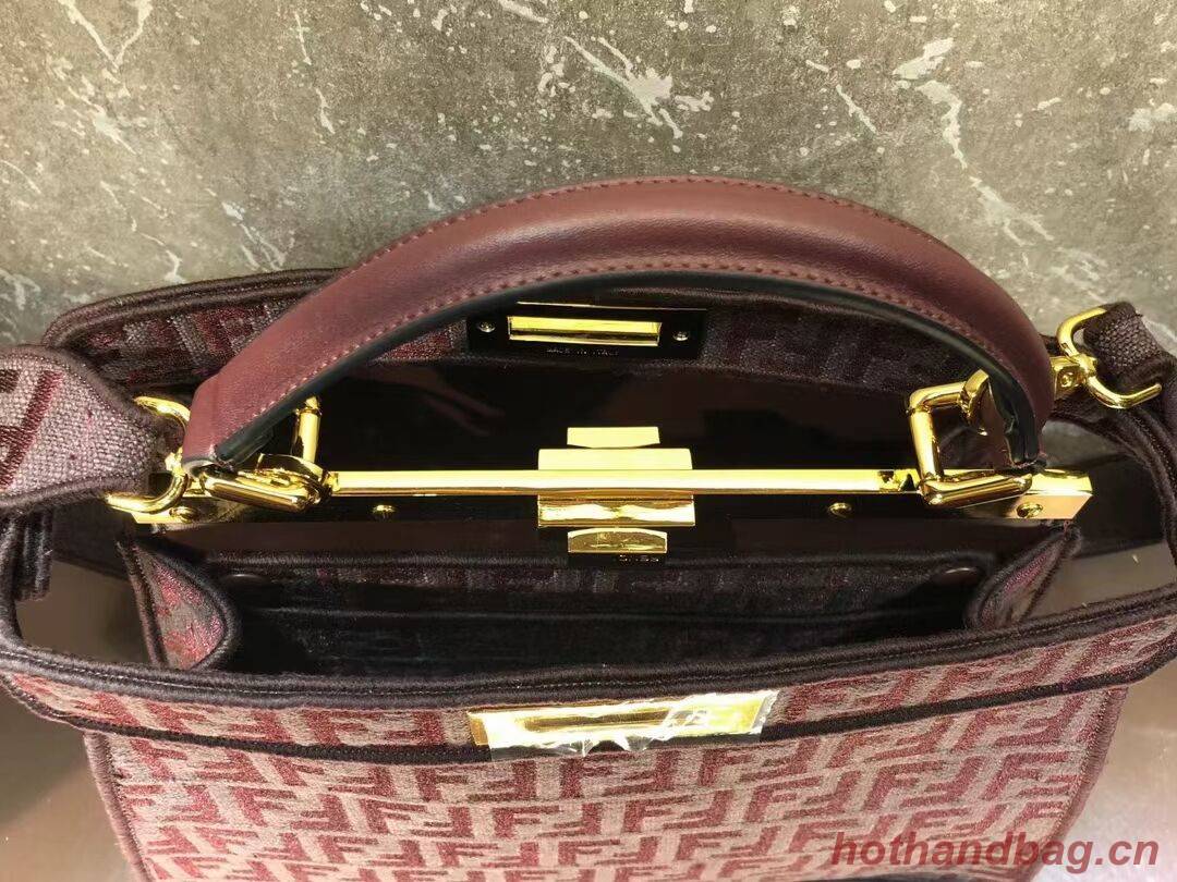 Fendi Peekaboo ISeeU FF tapestry fabric bag F1982 Burgundy Fendi Peekaboo ISeeU FF tapestry fabric bag F1982 Burgundy