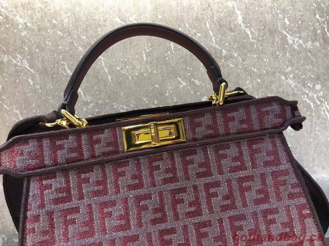 Fendi Peekaboo ISeeU FF tapestry fabric bag F1982 Burgundy Fendi Peekaboo ISeeU FF tapestry fabric bag F1982 Burgundy