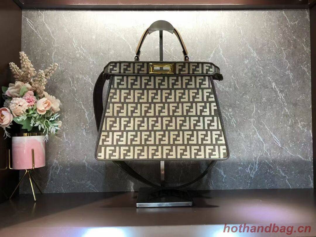 Fendi Peekaboo ISeeU FF tapestry fabric bag F1982 Khaki Fendi Peekaboo ISeeU FF tapestry fabric bag F1982 Khaki