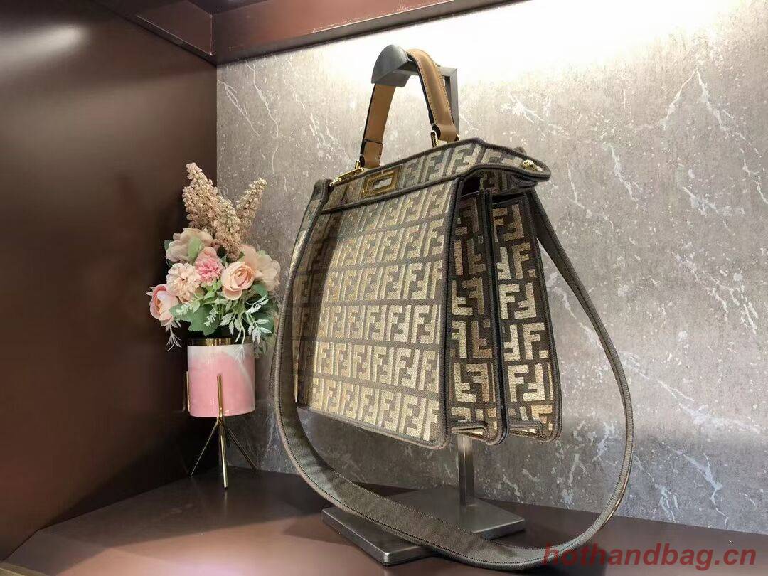 Fendi Peekaboo ISeeU FF tapestry fabric bag F1982 Khaki Fendi Peekaboo ISeeU FF tapestry fabric bag F1982 Khaki