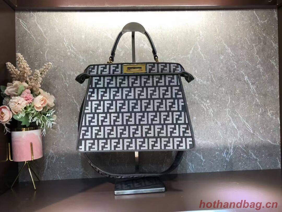 Fendi Peekaboo ISeeU Dove gray FF tapestry fabric bag F1982 Gray Fendi Peekaboo ISeeU Dove gray FF tapestry fabric bag F1982 Gray