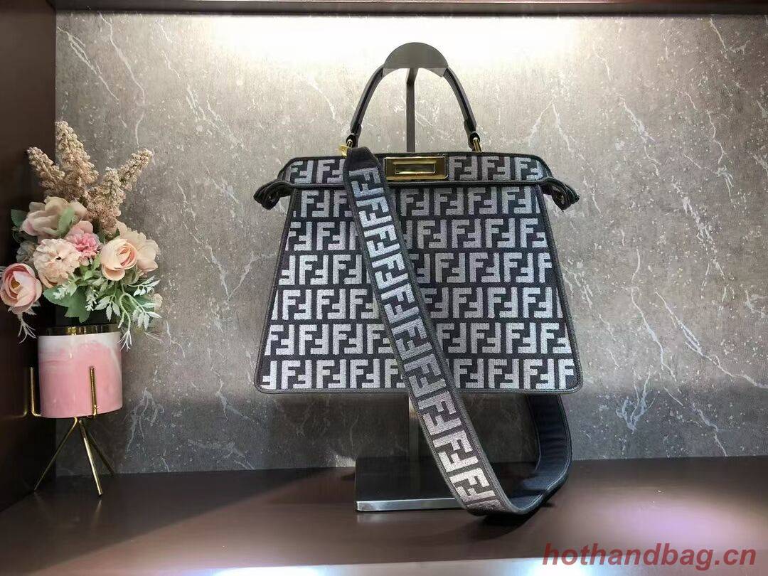 Fendi Peekaboo ISeeU Dove gray FF tapestry fabric bag F1982 Gray Fendi Peekaboo ISeeU Dove gray FF tapestry fabric bag F1982 Gray