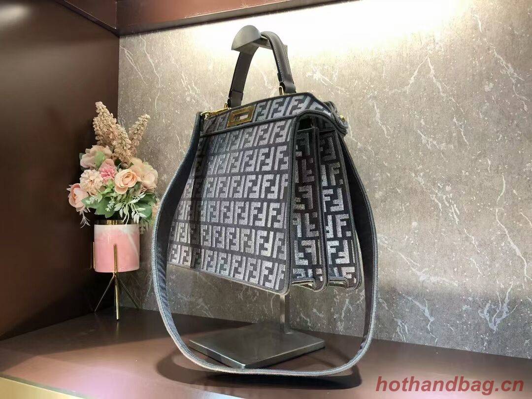 Fendi Peekaboo ISeeU Dove gray FF tapestry fabric bag F1982 Gray Fendi Peekaboo ISeeU Dove gray FF tapestry fabric bag F1982 Gray