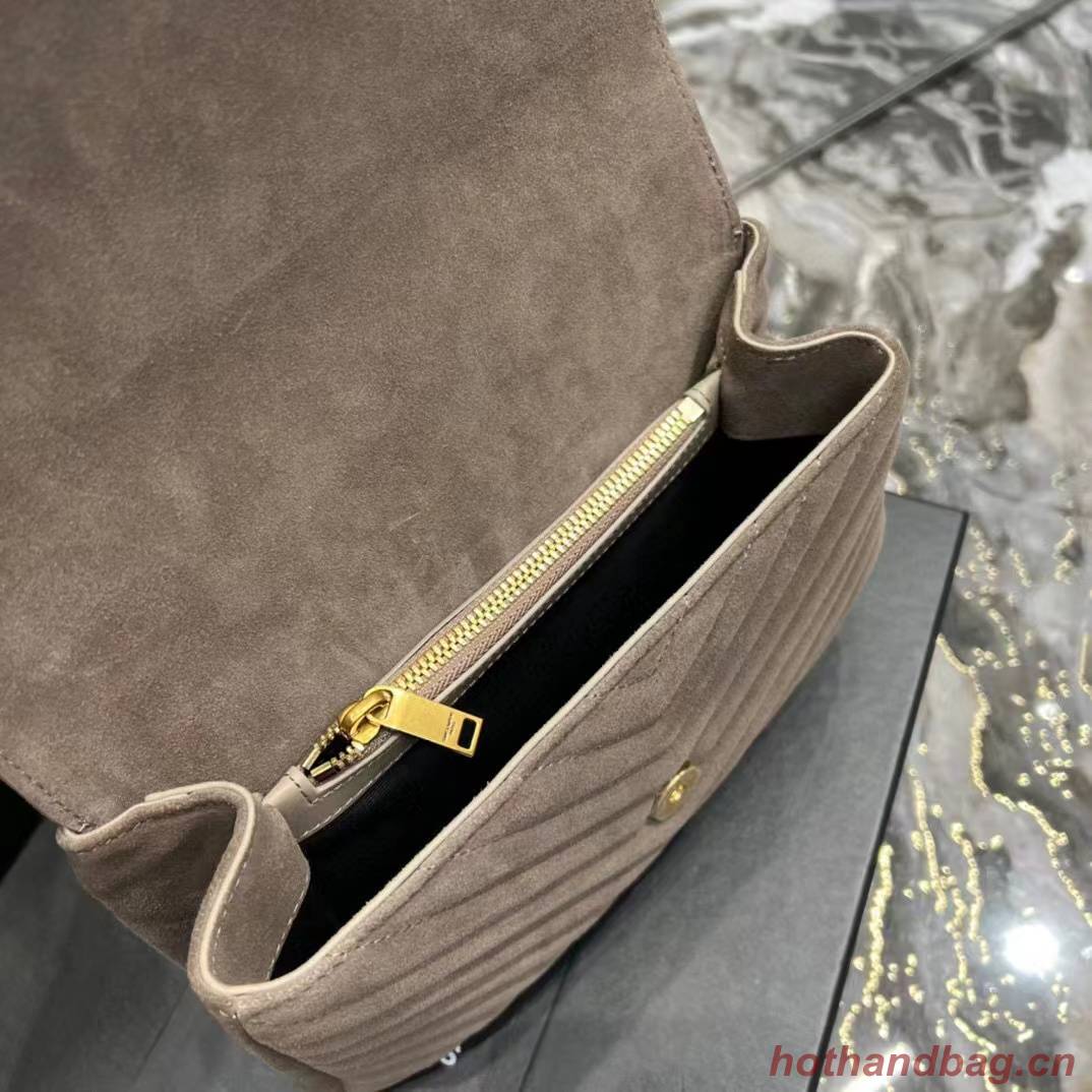 SAINT LAURENT COLLEGE MEDIUM CHAIN BAG IN LIGHT SUEDE WITH FRINGES 5317050 DUSTY GREY SAINT LAURENT COLLEGE MEDIUM CHAIN BAG IN LIGHT SUEDE WITH FRINGES 5317050 DUSTY GREY