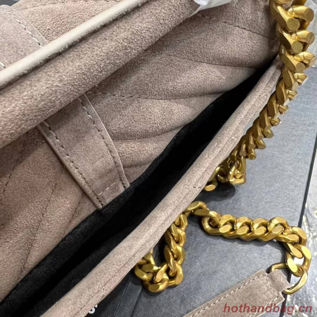 SAINT LAURENT COLLEGE MEDIUM CHAIN BAG IN LIGHT SUEDE WITH FRINGES 5317050 DUSTY GREY SAINT LAURENT COLLEGE MEDIUM CHAIN BAG IN LIGHT SUEDE WITH FRINGES 5317050 DUSTY GREY