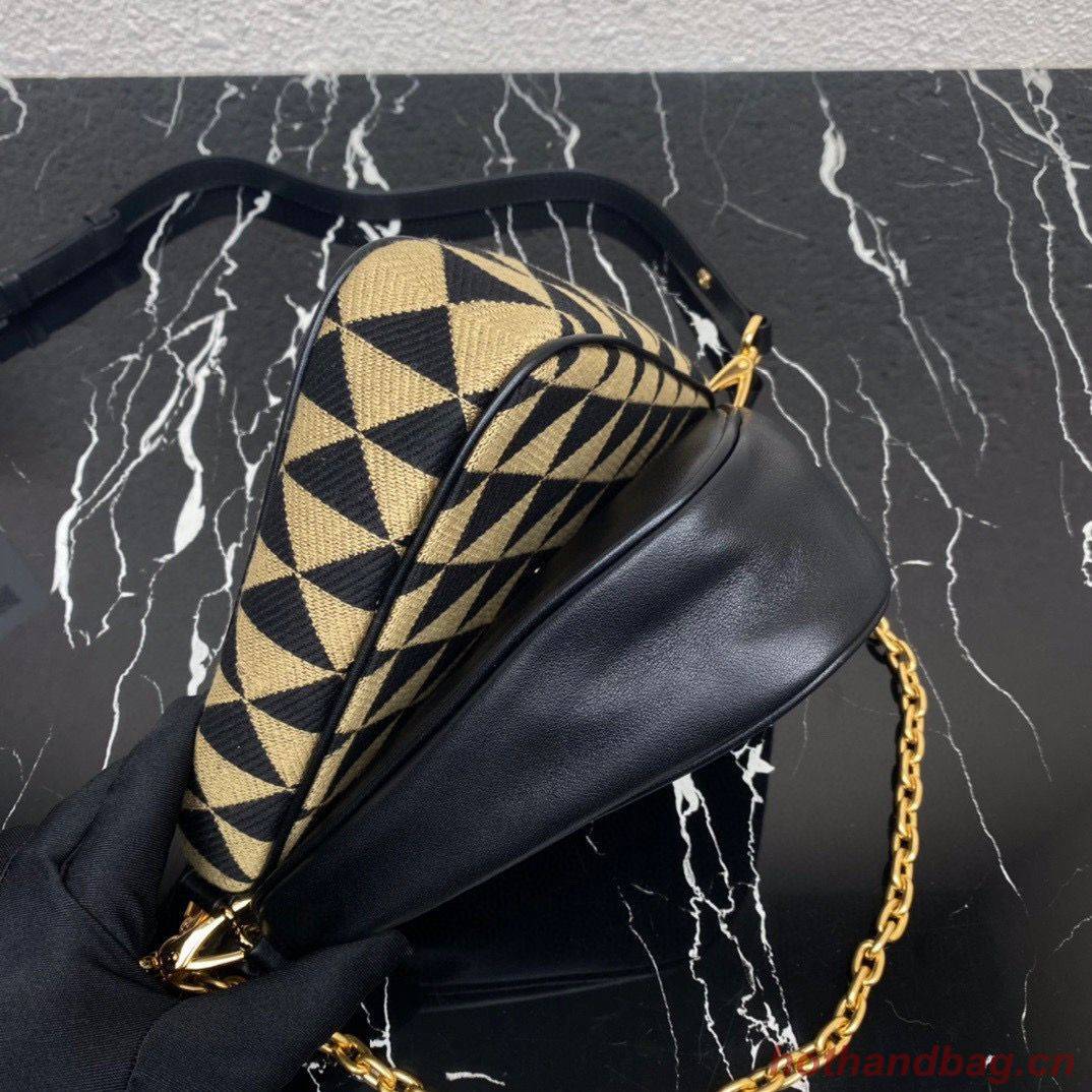 Prada Symbole leather and fabric mini bag 1BC176 Khaki Prada Symbole leather and fabric mini bag 1BC176 Khaki