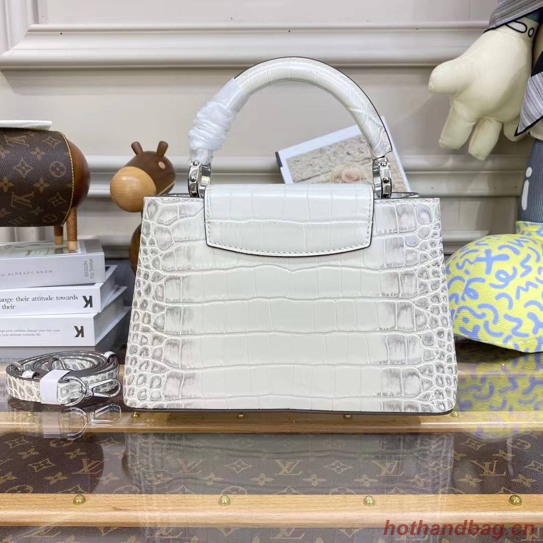 Louis Vuitton crocodile skin CAPUCINES BB M48865 White&Gray Louis Vuitton crocodile skin CAPUCINES BB M48865 White&Gray