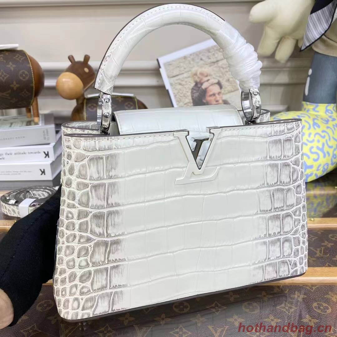 Louis Vuitton crocodile skin CAPUCINES BB M48865 White&Gray Louis Vuitton crocodile skin CAPUCINES BB M48865 White&Gray