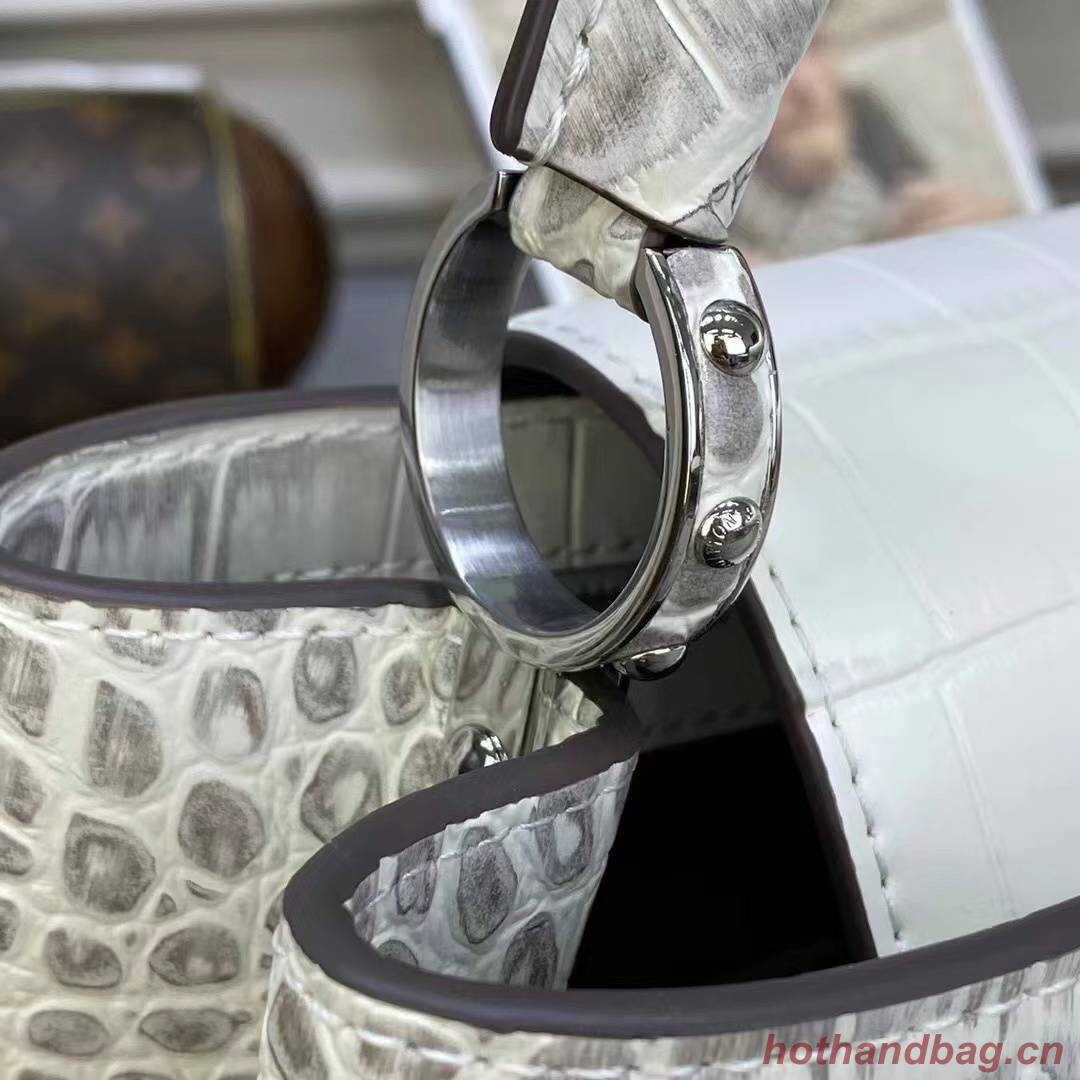 Louis Vuitton crocodile skin CAPUCINES BB M48865 White&Gray Louis Vuitton crocodile skin CAPUCINES BB M48865 White&Gray