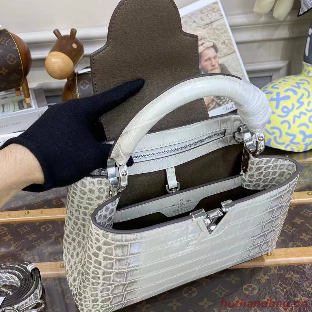 Louis Vuitton crocodile skin CAPUCINES BB M48865 White&Gray Louis Vuitton crocodile skin CAPUCINES BB M48865 White&Gray