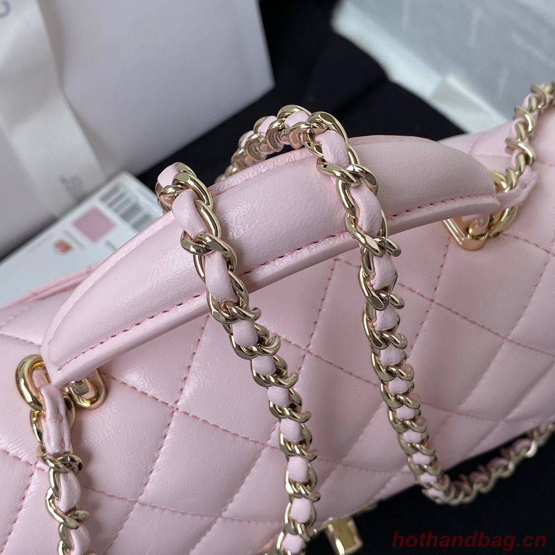 CHANEL 22B mini CF flap bag with top handle AS2431 Pink CHANEL 22B mini CF flap bag with top handle AS2431 Pink