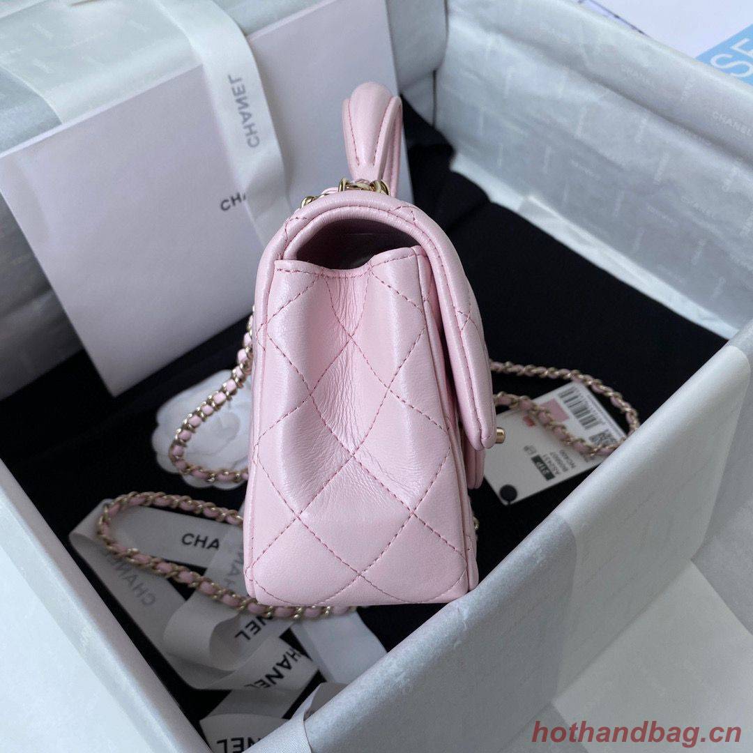 CHANEL 22B mini CF flap bag with top handle AS2431 Pink CHANEL 22B mini CF flap bag with top handle AS2431 Pink