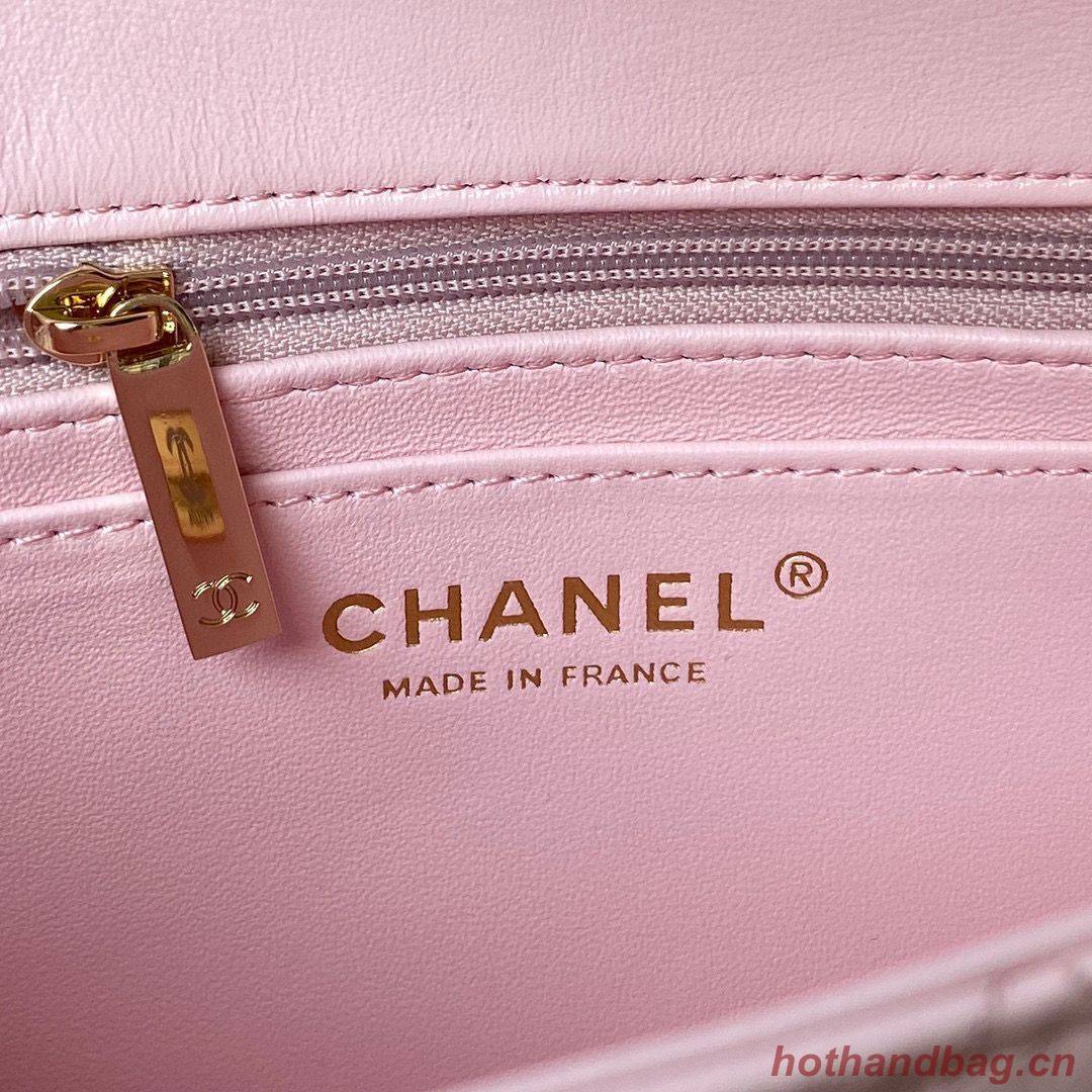 CHANEL 22B mini CF flap bag with top handle AS2431 Pink CHANEL 22B mini CF flap bag with top handle AS2431 Pink