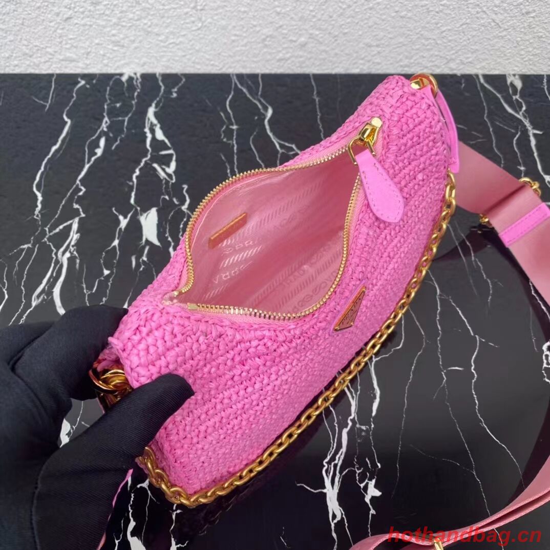 Prada Re-Edition 2005 raffia bag 1BH204 pink Prada Re-Edition 2005 raffia bag 1BH204 pink