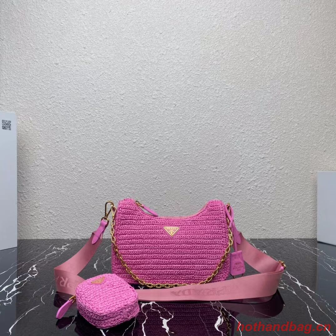 Prada Re-Edition 2005 raffia bag 1BH204 pink Prada Re-Edition 2005 raffia bag 1BH204 pink