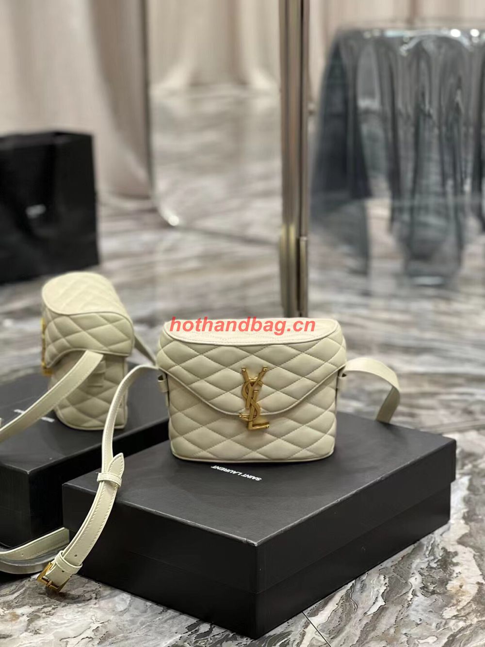 SAINT LAUREN JUNE BOX BAG IN QUILTED LAMBSKIN 7100801 cream SAINT LAUREN JUNE BOX BAG IN QUILTED LAMBSKIN 7100801 cream
