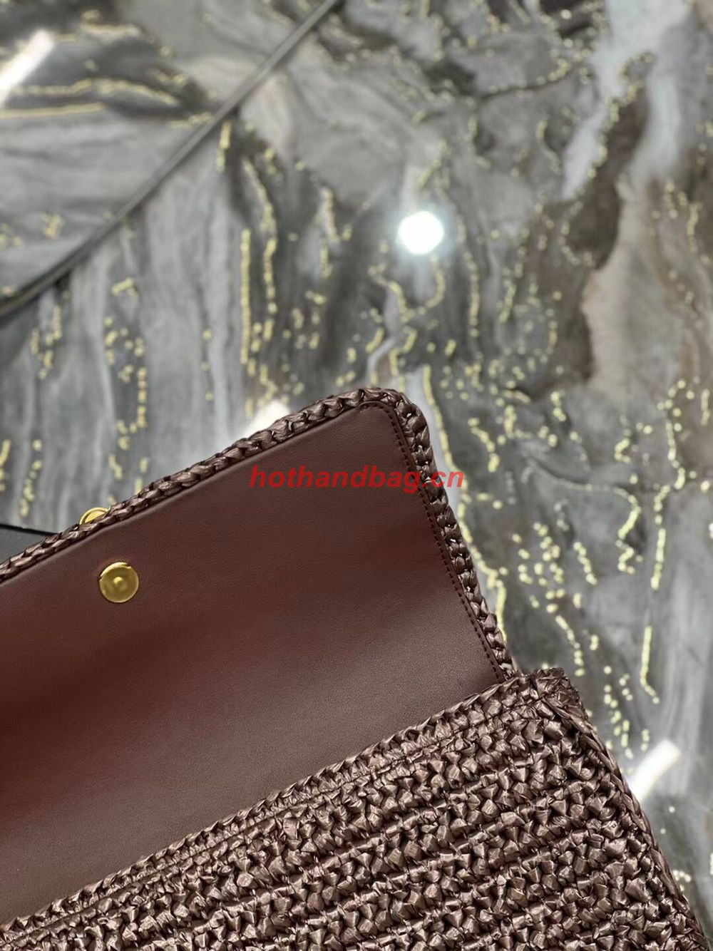 SAINT LAUREN KATE 99 CHAIN BAG WITH TASSEL IN RAFFIA Y664276 Coffee SAINT LAUREN KATE 99 CHAIN BAG WITH TASSEL IN RAFFIA Y664276 Coffee