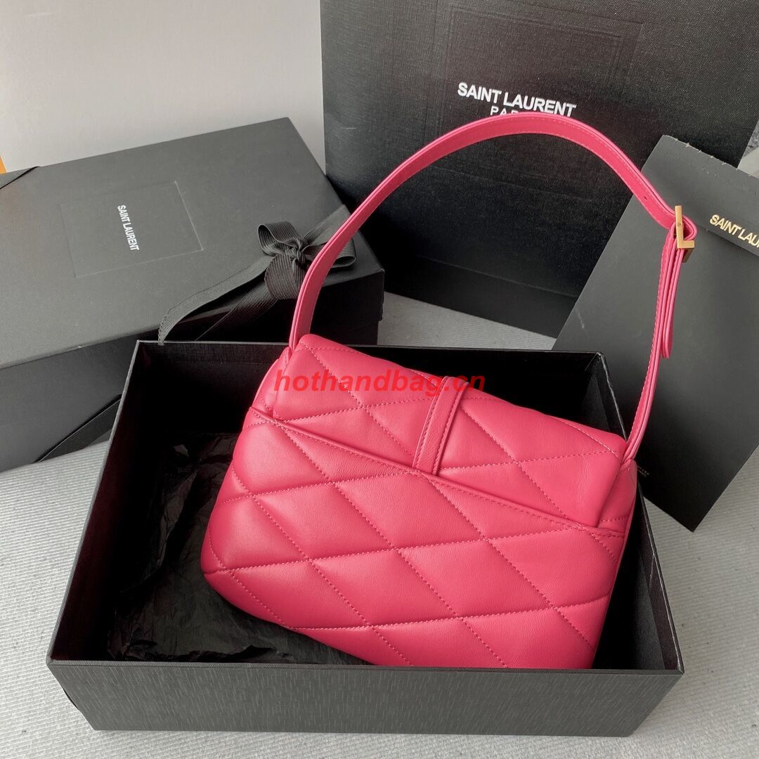 SAINT LAUREN LE 57 HOBO SHOULDER BAG IN QUILTED LAMBSKIN 698567 LIPSTICK FUCHSIA SAINT LAUREN LE 57 HOBO SHOULDER BAG IN QUILTED LAMBSKIN 698567 LIPSTICK FUCHSIA