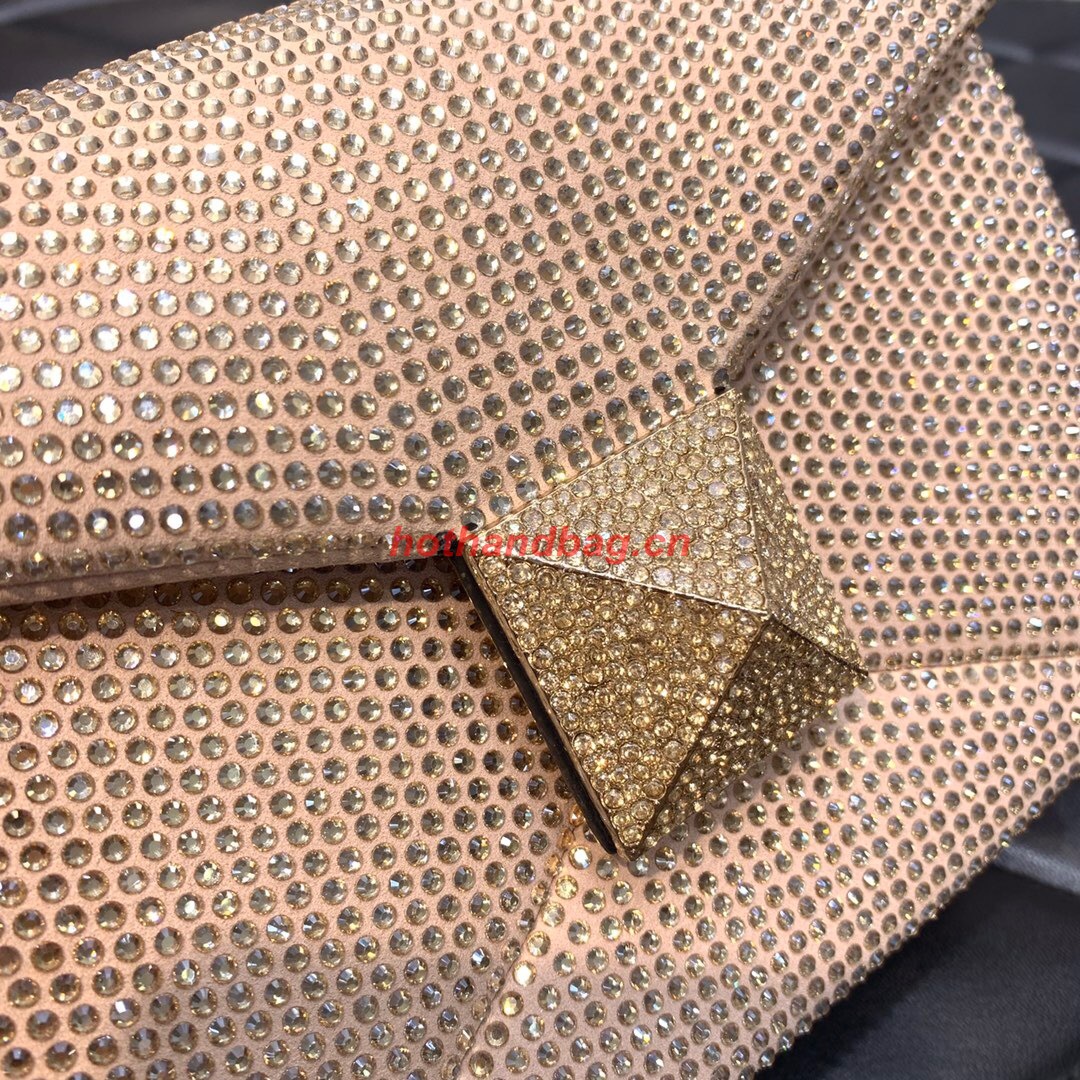 VALENTINO ONE STUD Small Rhinestone Embroidery shoulder bag 1W0B0L LIGHT PINK