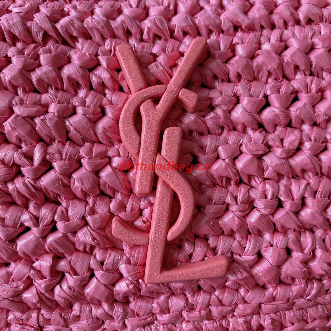 SAINT LAURENT NIKI SMALL CHAIN BAG IN RAFFIA 498892 ROSE