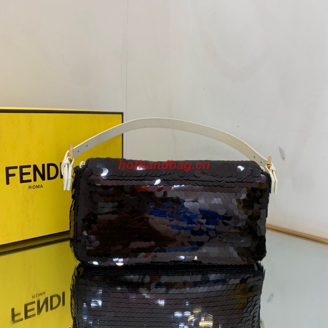 Fendi FF Baguette Gold Metal Sequin Embroidery Bag 2017 Black Fendi FF Baguette Gold Metal Sequin Embroidery Bag 2017 Black