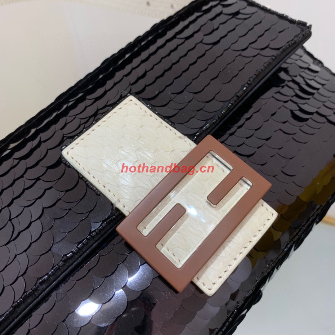 Fendi FF Baguette Gold Metal Sequin Embroidery Bag 2017 Black Fendi FF Baguette Gold Metal Sequin Embroidery Bag 2017 Black