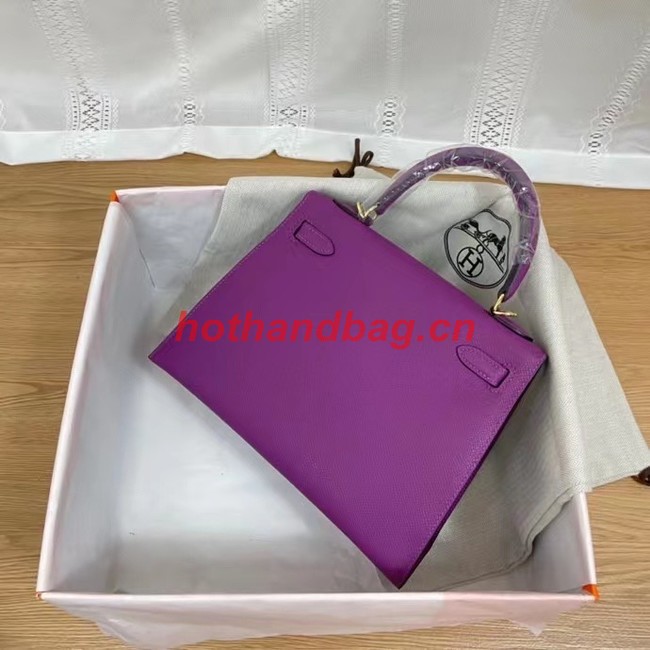 Hermes Kelly 25cm Shoulder Bags Epsom KL2755 purple&gold-Tone Metal