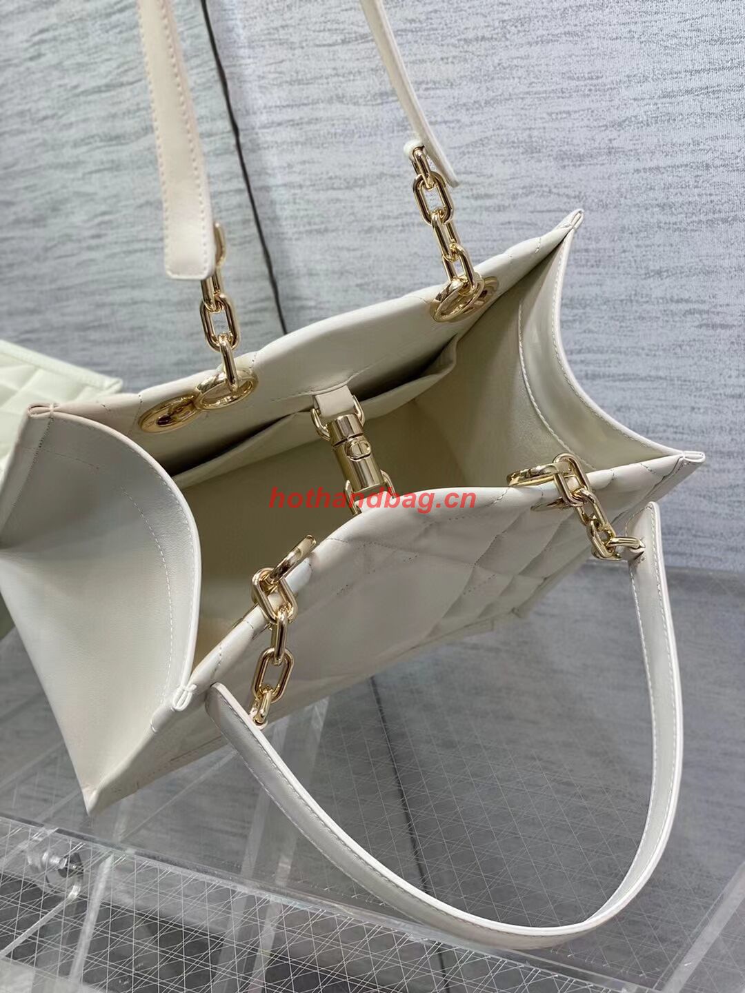SMALL DIOR ESSENTIAL TOTE BAG Hazelnut Archicannage Calfskin M87211 WHITE SMALL DIOR ESSENTIAL TOTE BAG Hazelnut Archicannage Calfskin M87211 WHITE