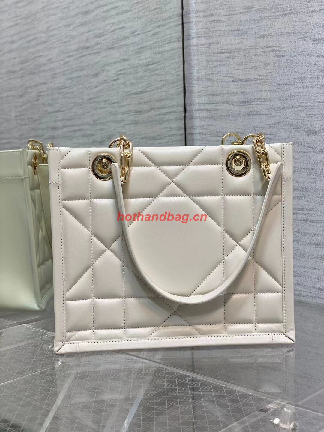 SMALL DIOR ESSENTIAL TOTE BAG Hazelnut Archicannage Calfskin M87211 WHITE SMALL DIOR ESSENTIAL TOTE BAG Hazelnut Archicannage Calfskin M87211 WHITE