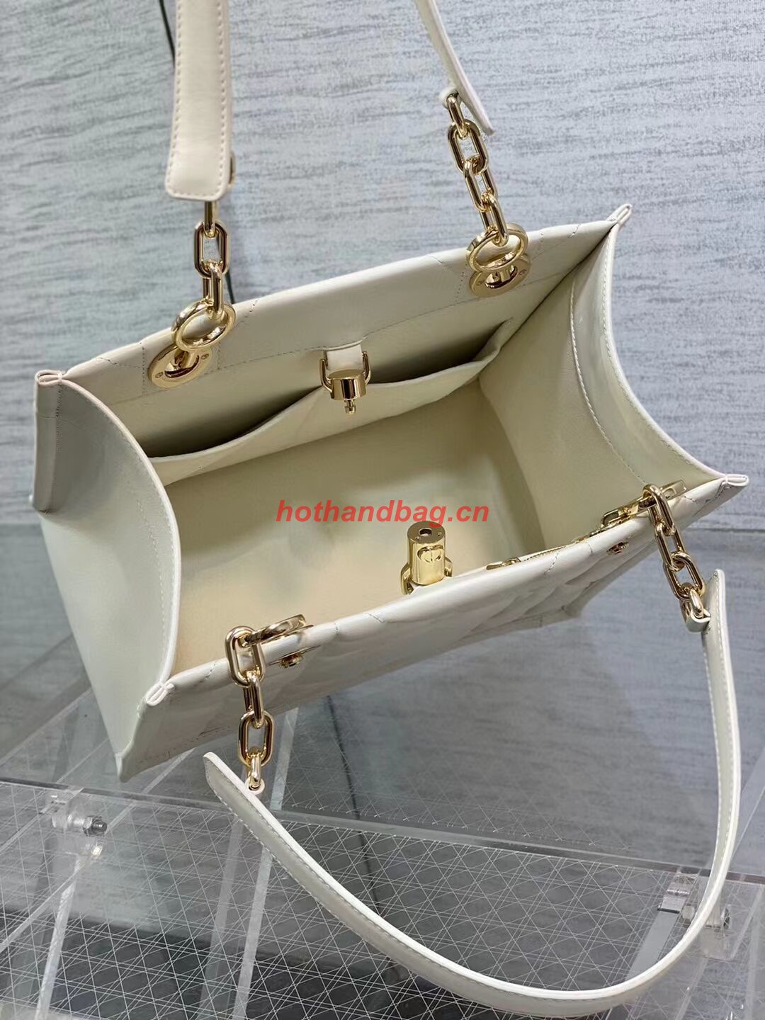 SMALL DIOR ESSENTIAL TOTE BAG Hazelnut Archicannage Calfskin M87211 WHITE SMALL DIOR ESSENTIAL TOTE BAG Hazelnut Archicannage Calfskin M87211 WHITE