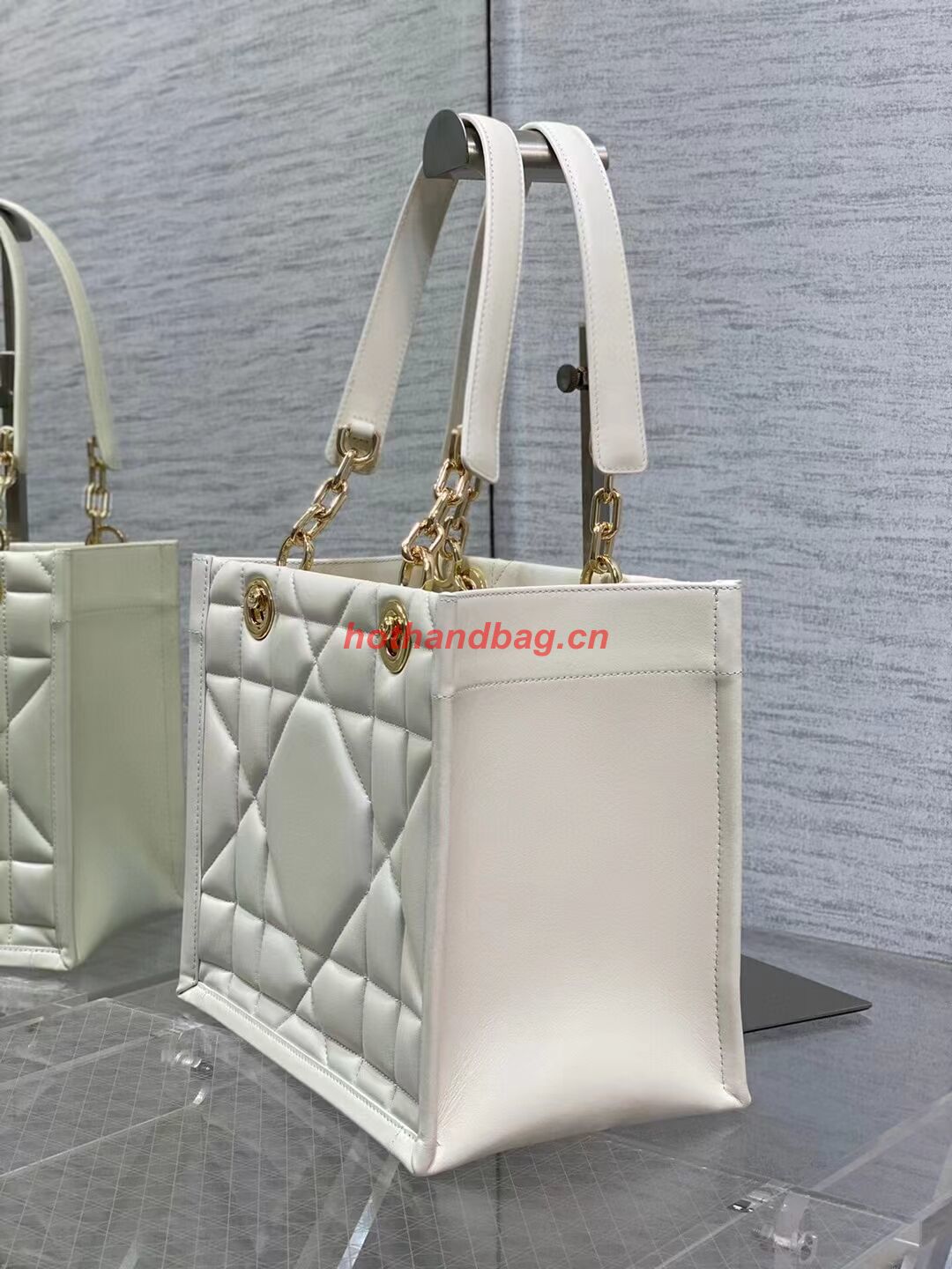 SMALL DIOR ESSENTIAL TOTE BAG Hazelnut Archicannage Calfskin M87211 WHITE SMALL DIOR ESSENTIAL TOTE BAG Hazelnut Archicannage Calfskin M87211 WHITE