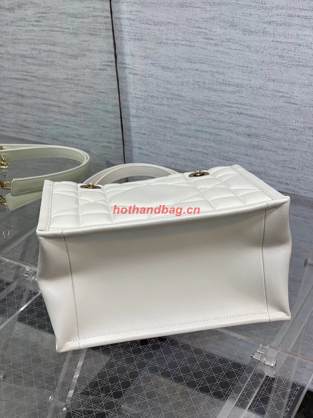 SMALL DIOR ESSENTIAL TOTE BAG Hazelnut Archicannage Calfskin M87211 WHITE SMALL DIOR ESSENTIAL TOTE BAG Hazelnut Archicannage Calfskin M87211 WHITE