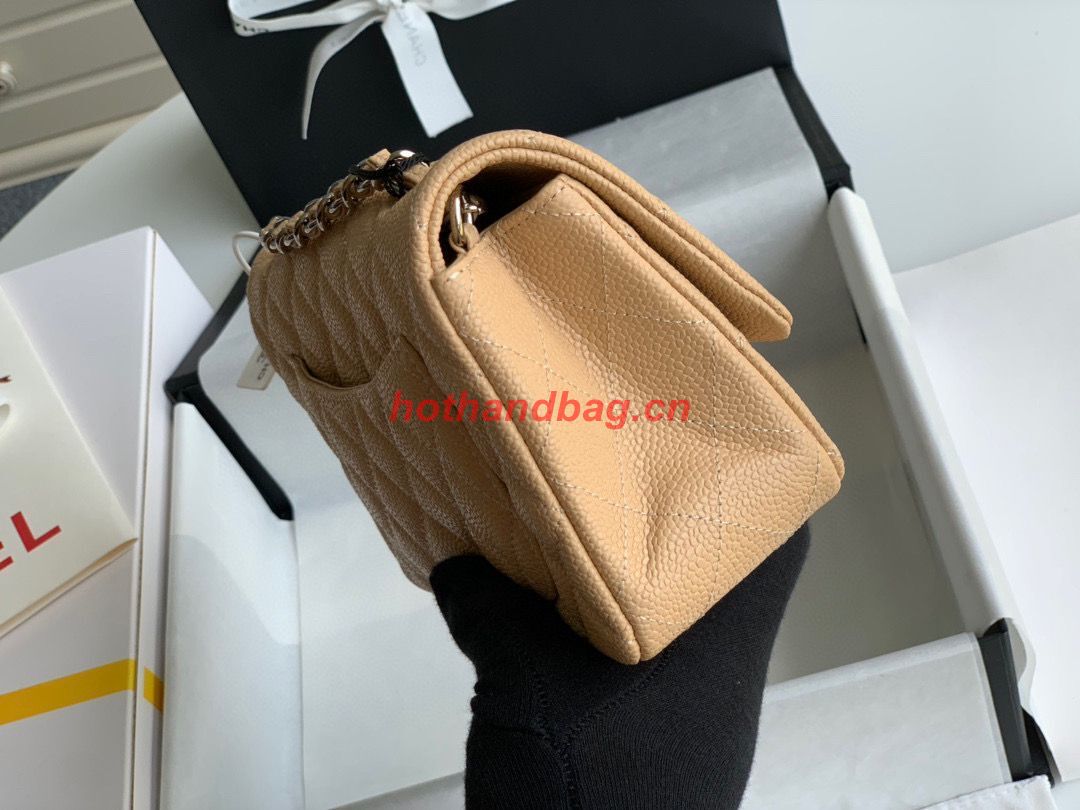 Chanel Original Caviar Leather Flap cross-body bag CF1116 Apricot & Silver chain Chanel Original Caviar Leather Flap cross-body bag CF1116 Apricot & Silver chain