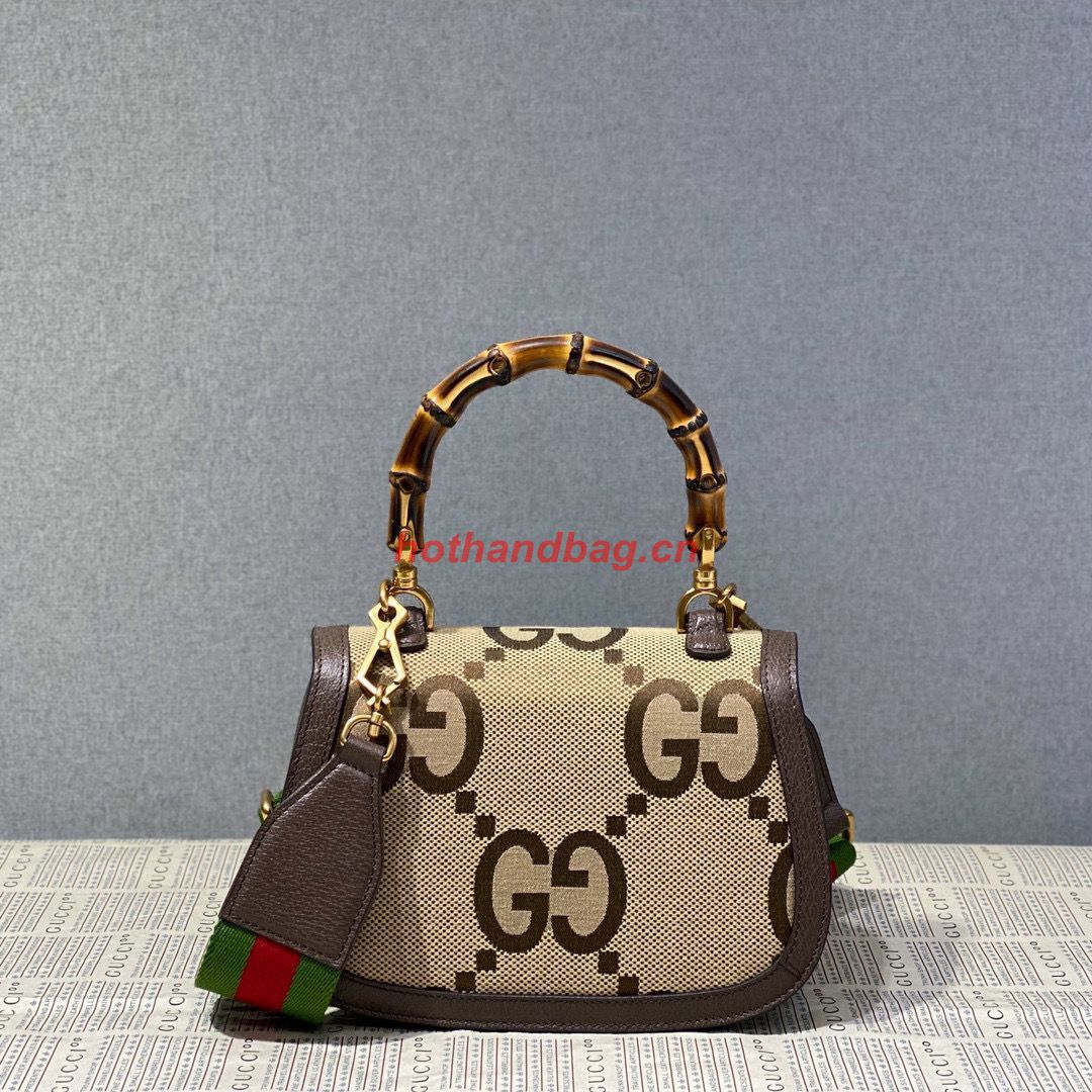 Gucci Bamboo 1947 Jumbo Small GG Top Handle Bag 675797 Brown Gucci Bamboo 1947 Jumbo Small GG Top Handle Bag 675797 Brown
