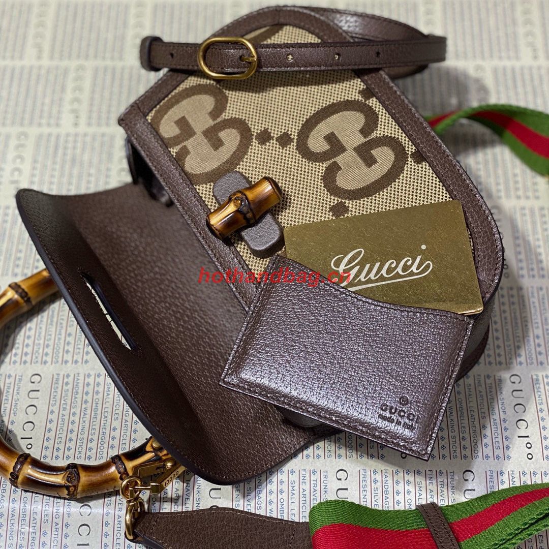Gucci Bamboo 1947 Jumbo Small GG Top Handle Bag 675797 Brown Gucci Bamboo 1947 Jumbo Small GG Top Handle Bag 675797 Brown