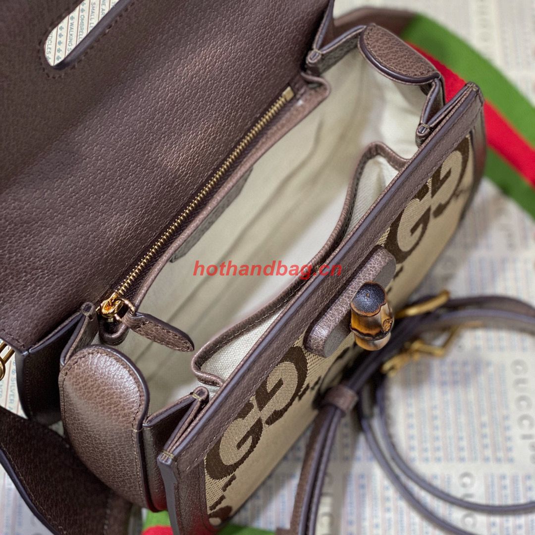 Gucci Bamboo 1947 Jumbo Small GG Top Handle Bag 675797 Brown Gucci Bamboo 1947 Jumbo Small GG Top Handle Bag 675797 Brown