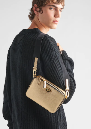 Prada Brique Saffiano leather bag 2VH070 gold Prada Brique Saffiano leather bag 2VH070 gold