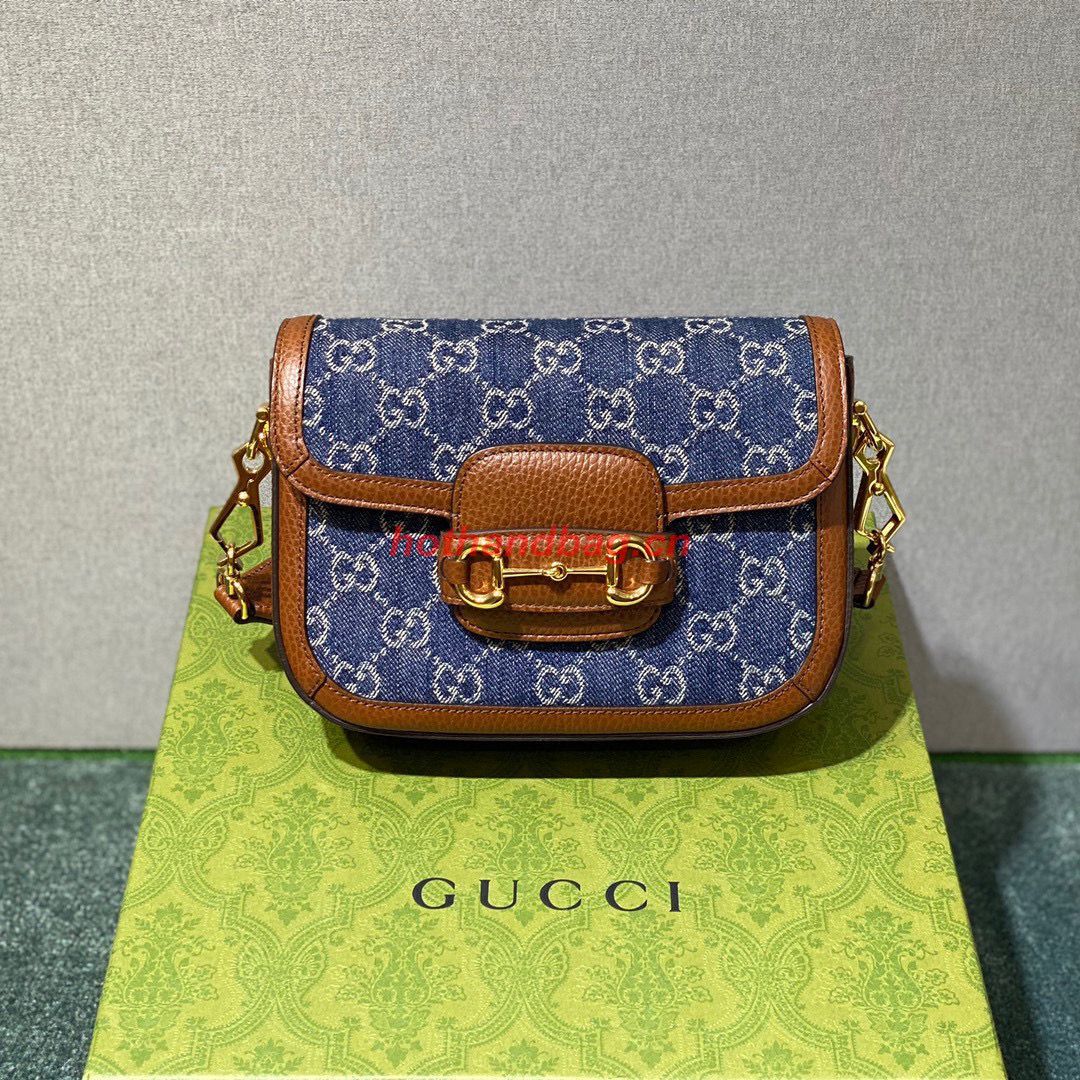 Gucci Horsebit 1955 GG mini bag 658574 Denim Brown Gucci Horsebit 1955 GG mini bag 658574 Denim Brown