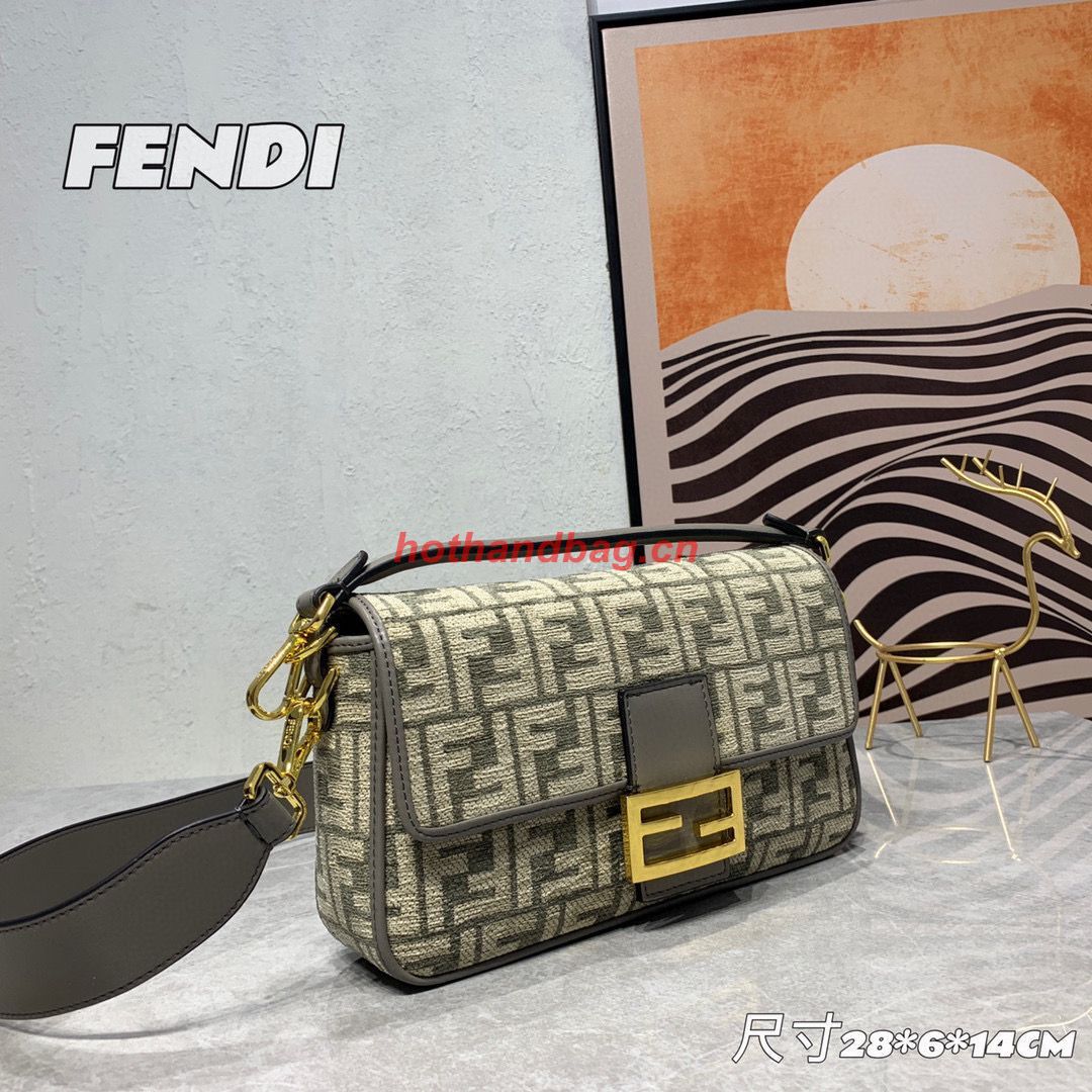 Fendi Baguette Dove gray FF tapestry fabric bag 8BS010B Fendi Baguette Dove gray FF tapestry fabric bag 8BS010B