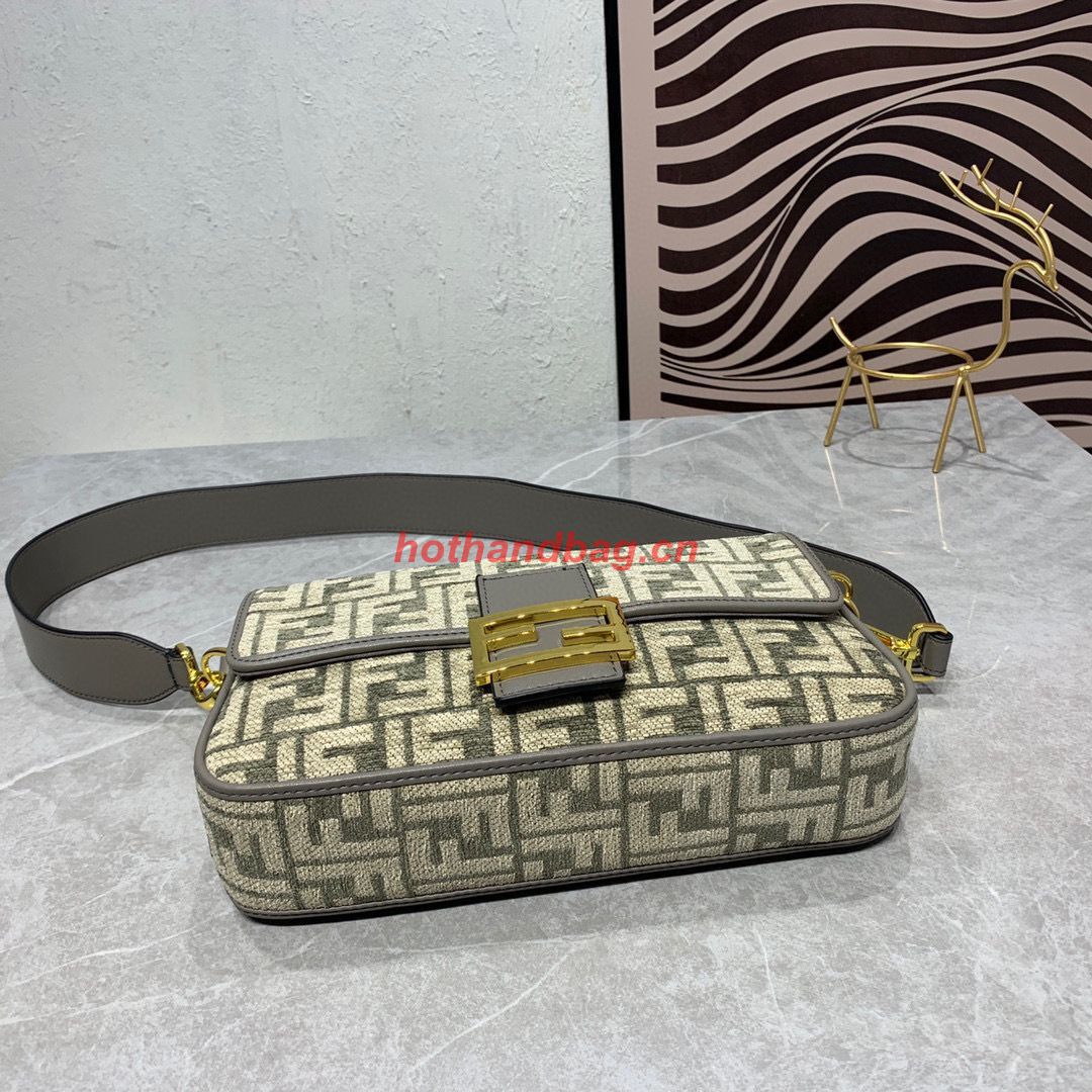 Fendi Baguette Dove gray FF tapestry fabric bag 8BS010B Fendi Baguette Dove gray FF tapestry fabric bag 8BS010B
