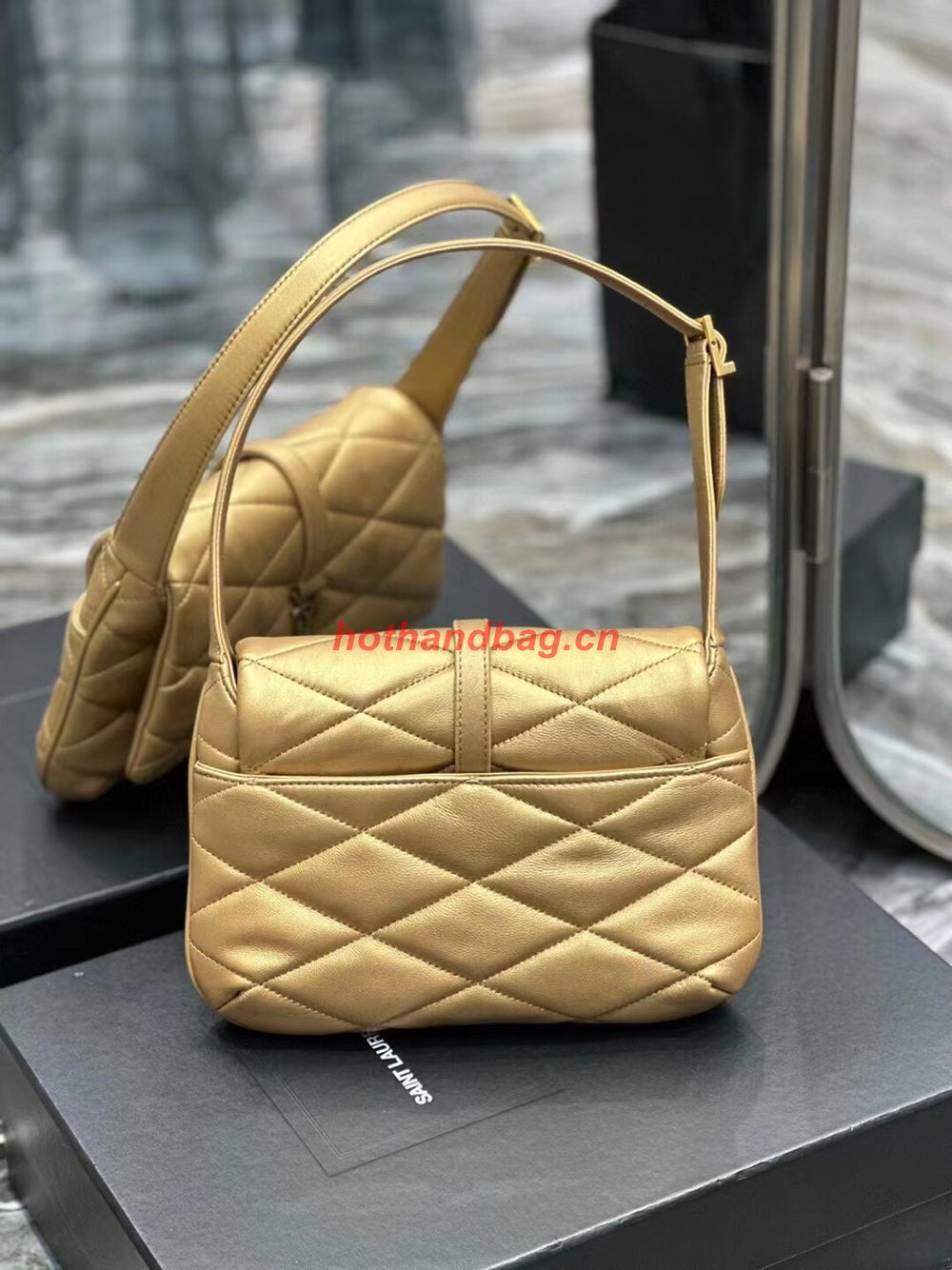 SAINT LAUREN LE 57 HOBO SHOULDER BAG IN QUILTED LAMBSKIN 698567 gold SAINT LAUREN LE 57 HOBO SHOULDER BAG IN QUILTED LAMBSKIN 698567 gold
