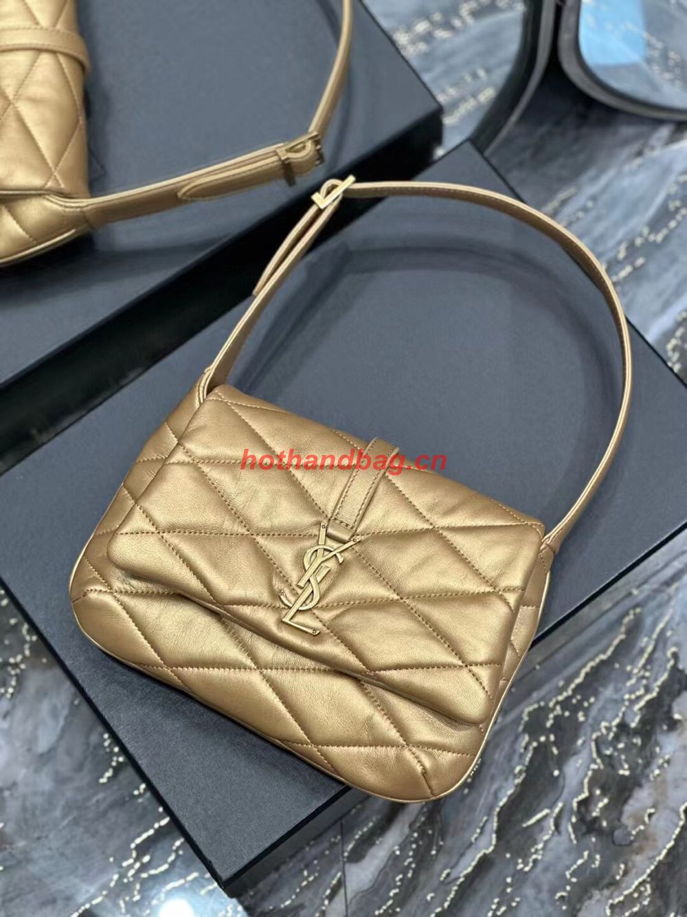 SAINT LAUREN LE 57 HOBO SHOULDER BAG IN QUILTED LAMBSKIN 698567 gold SAINT LAUREN LE 57 HOBO SHOULDER BAG IN QUILTED LAMBSKIN 698567 gold